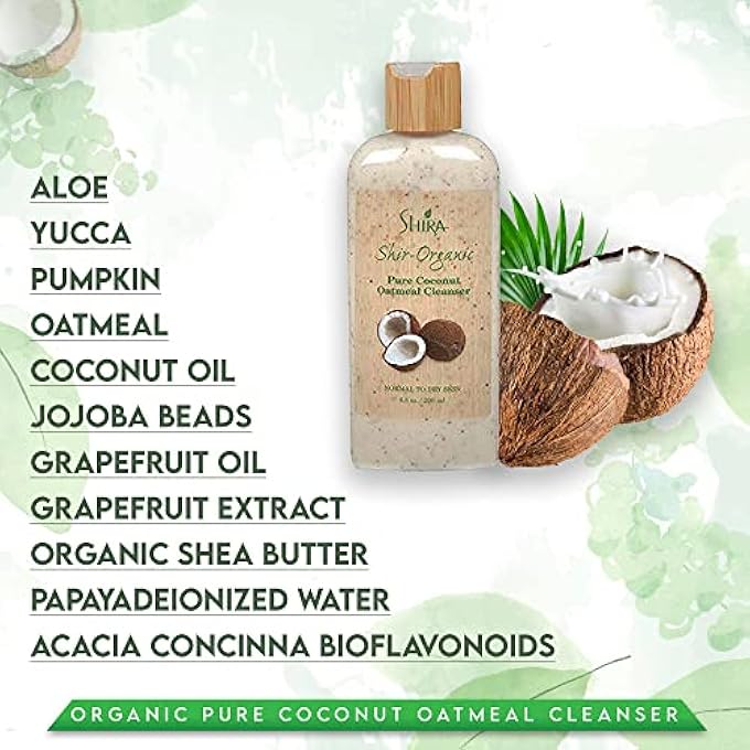 SHIRA SHIR-ORGANIC PURE COCONUT OATMEAL CLEANSER FOR NORMAL TO DRY SKIN REMOVES DEAD SKIN CELLS AND PROVIDE NOURISHED HYDRATED SOOTHING SKIN.(200ML) - Image 2